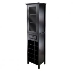Burgundy 15-Bottle Black Bar Cabinet by Winsome Wood