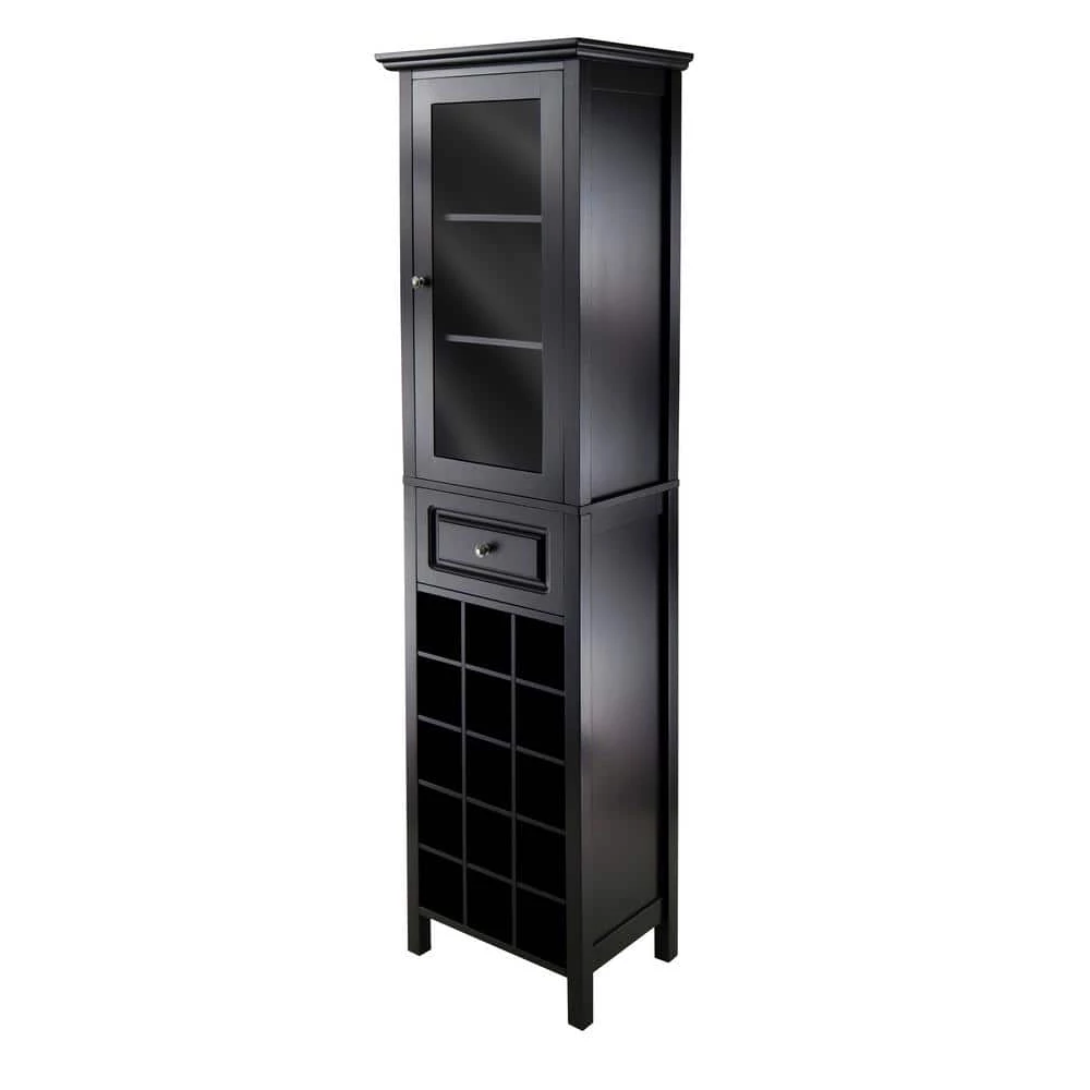 Burgundy 15-Bottle Black Bar Cabinet by Winsome Wood 3 Burgundy 15-Bottle Black Bar Cabinet by Winsome Wood