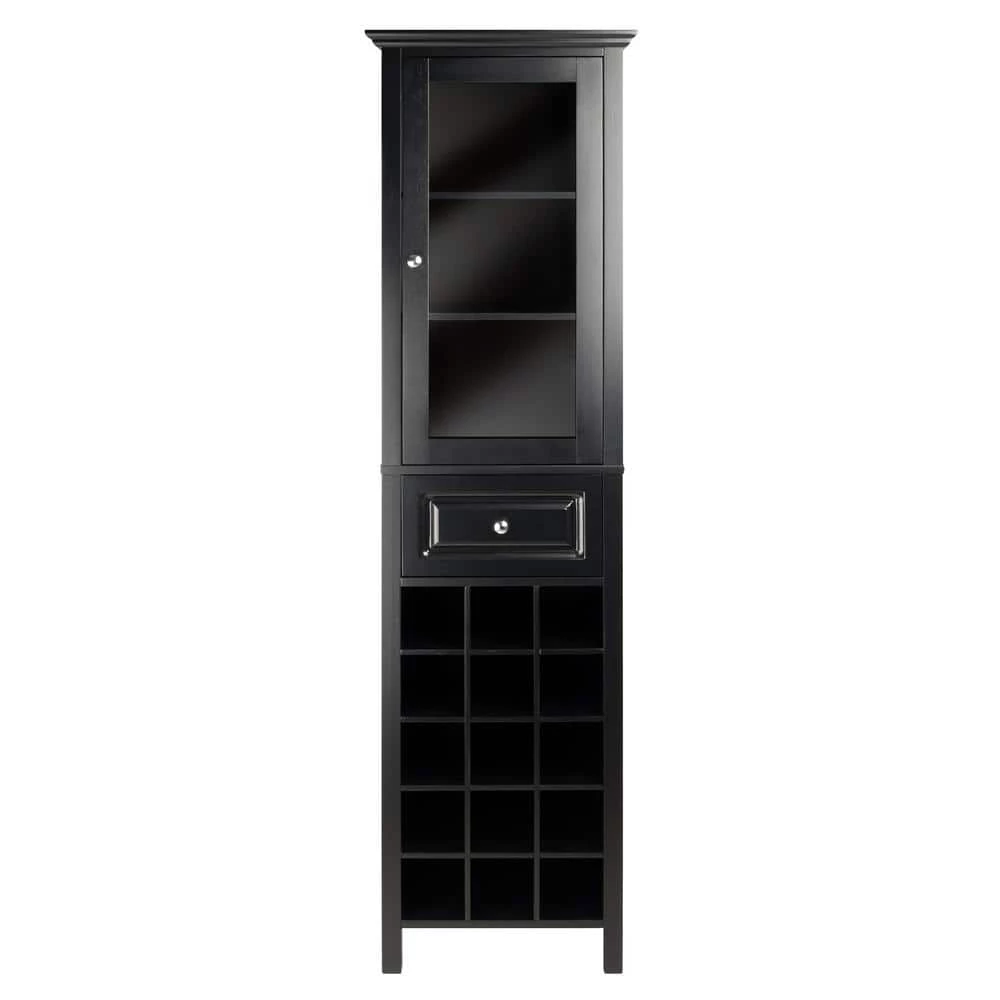 Burgundy 15-Bottle Black Bar Cabinet by Winsome Wood 12 Burgundy 15-Bottle Black Bar Cabinet by Winsome Wood - Image 10
