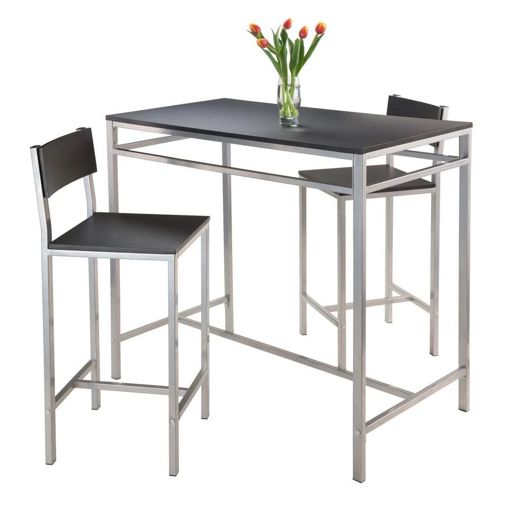 Hanley 3-Piece High Table with 2-High Back Stools by Winsome Wood 7 Hanley 3-Piece High Table with 2-High Back Stools by Winsome Wood - Image 5