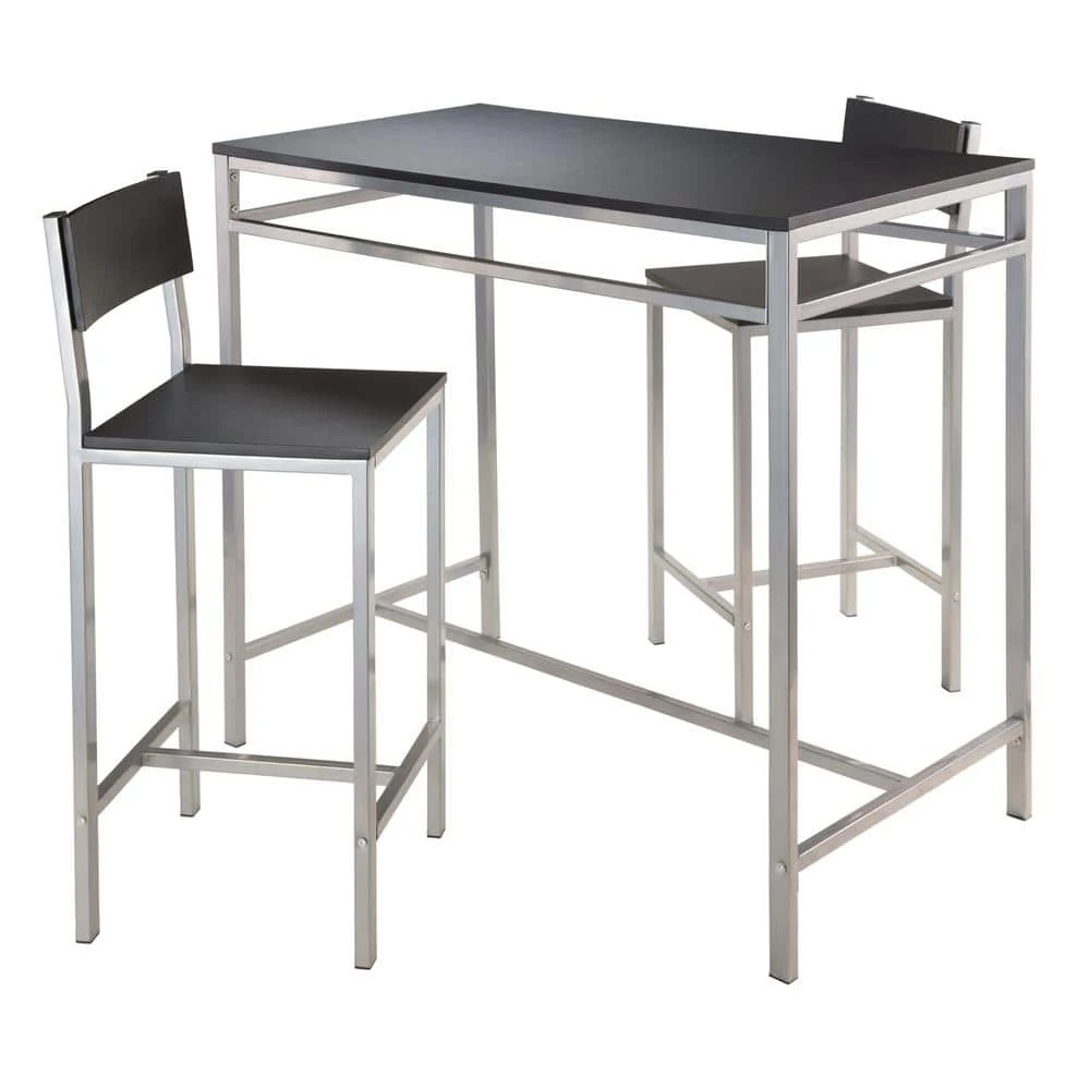 Hanley 3-Piece High Table with 2-High Back Stools by Winsome Wood 4 Hanley 3-Piece High Table with 2-High Back Stools by Winsome Wood - Image 2