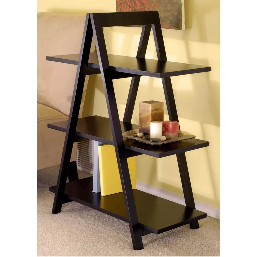 Aaron 3-Tier 38 in. H Black 3-Shelves A-Frame by Winsome Wood 6 Aaron 3-Tier 38 in. H Black 3-Shelves A-Frame by Winsome Wood - Image 4
