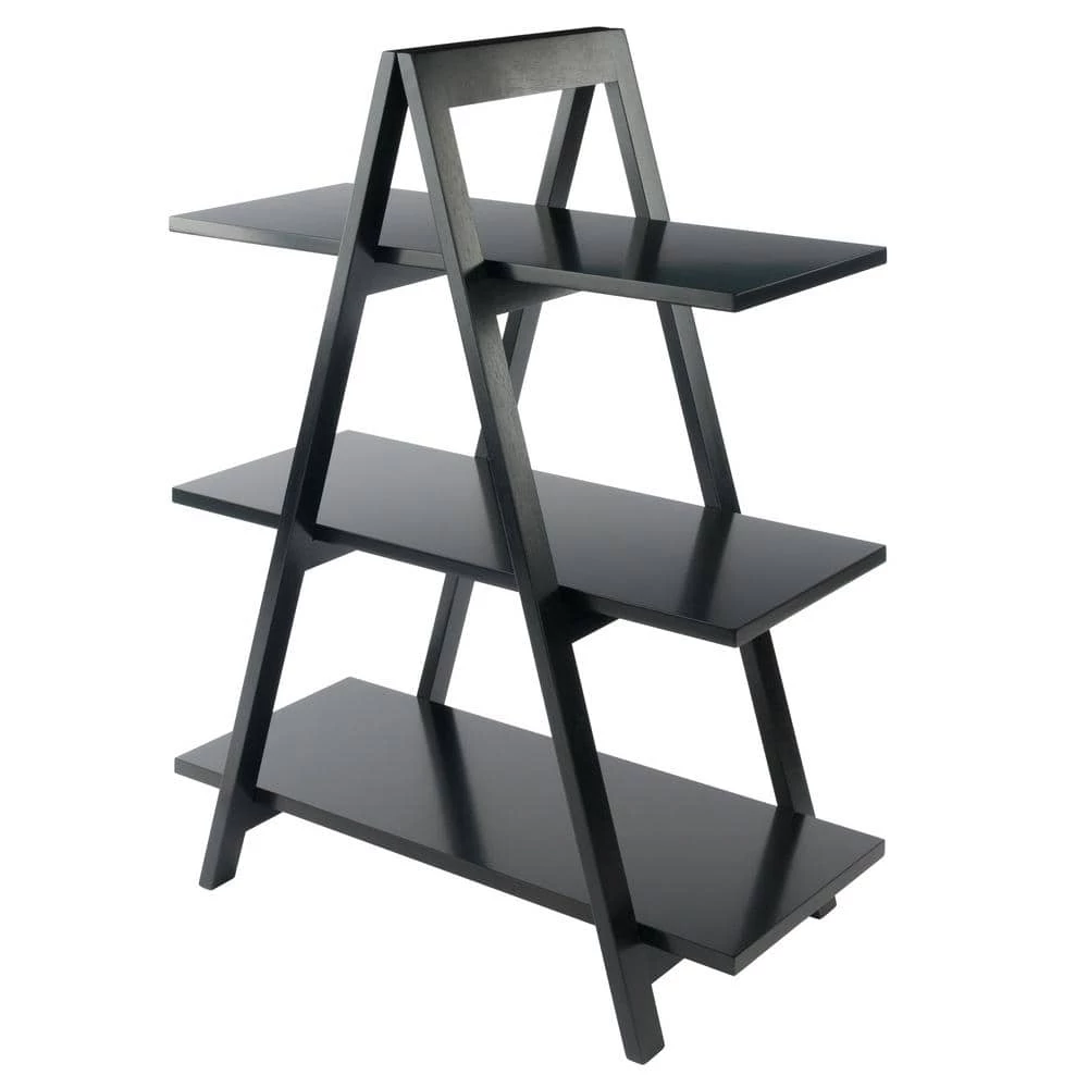 Aaron 3-Tier 38 in. H Black 3-Shelves A-Frame by Winsome Wood 3 Aaron 3-Tier 38 in. H Black 3-Shelves A-Frame by Winsome Wood