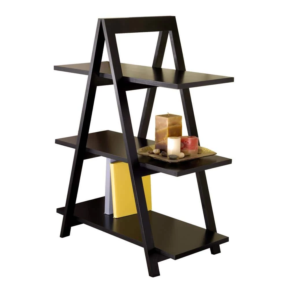 Aaron 3-Tier 38 in. H Black 3-Shelves A-Frame by Winsome Wood 4 Aaron 3-Tier 38 in. H Black 3-Shelves A-Frame by Winsome Wood - Image 2