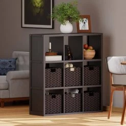 Timothy 40 in. 3 in. x 3 in. Storage Bookcase with Baskets by Winsome Wood -BENCH Online Store black winsome wood bookcases bookshelves 20711 31 1000