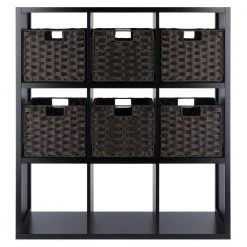 Timothy 40 in. 3 in. x 3 in. Storage Bookcase with Baskets by Winsome Wood -BENCH Online Store black winsome wood bookcases bookshelves 20711 c3 1000