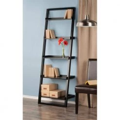 Bailey 5-Tier Leaning Shelf, Black by Winsome Wood -BENCH Online Store black winsome wood bookcases bookshelves 29525 31 1000