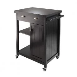 Timber Black Kitchen Cart with Storage by Winsome Wood