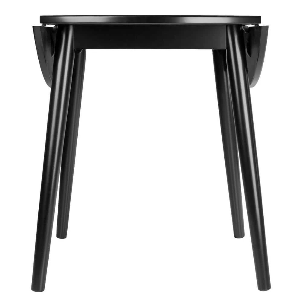 Moreno 36 in. Black Round Drop Leaf Table by Winsome Wood 4 Moreno 36 in. Black Round Drop Leaf Table by Winsome Wood - Image 2