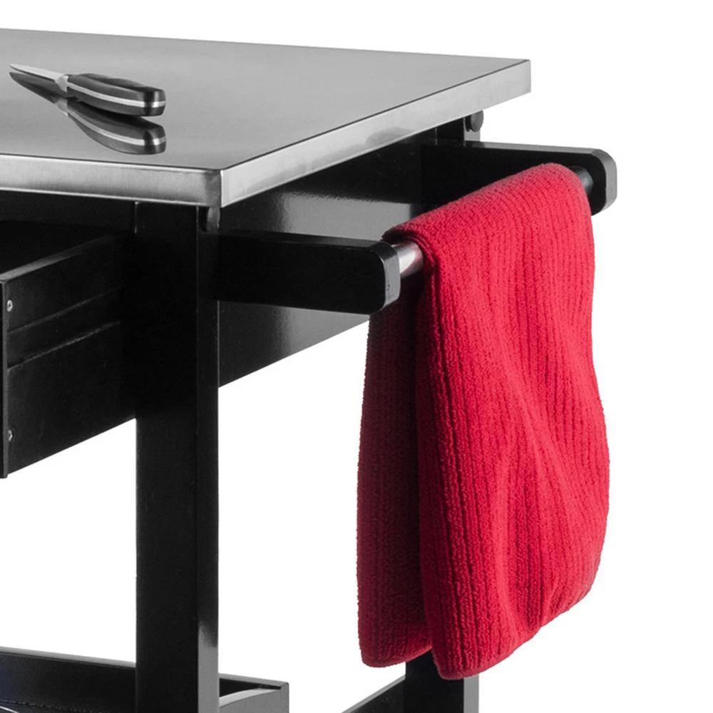 Anthony Black Kitchen Cart with Stainless Top by Winsome Wood 7 Anthony Black Kitchen Cart with Stainless Top by Winsome Wood - Image 5