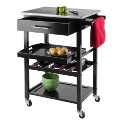 Anthony Black Kitchen Cart with Stainless Top by Winsome Wood 12 Anthony Black Kitchen Cart with Stainless Top by Winsome Wood -BENCH Online Store black with stainless top winsome wood kitchen carts 20326 c3 1000