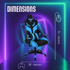 Commando Black Ergonomic Gaming Chair and Electric Blue with Adjustable Gas Lift Seating and Lumbar Support by Hanover -BENCH Online Store blue black hanover gaming chairs hgc0101 a0 1000