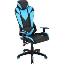 Commando Ergonomic Black High-Back Gaming Chair and Electric Blue with Adjustable Gas Lift Seating and Lumbar Support by Hanover
