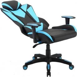Commando Ergonomic Black High-Back Gaming Chair and Electric Blue with Adjustable Gas Lift Seating and Lumbar Support by Hanover -BENCH Online Store blue black hanover gaming chairs hgc0103 c3 1000