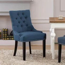 MASON Blue Tufted Upholstered Wingback Dining Chair (Set of 2) by WESTIN OUTDOOR -BENCH Online Store blue westin outdoor dining chairs id301 dt te 2 31 1000