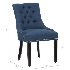 MASON Blue Tufted Upholstered Wingback Dining Chair (Set of 2) by WESTIN OUTDOOR -BENCH Online Store blue westin outdoor dining chairs id301 dt te 2 44 1000
