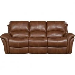 Yellowstone 90 in. Golden Brown 100% Genuine Leather Double-Reclining 3-Seater Sofa, HUM002SF-GB by Hanover