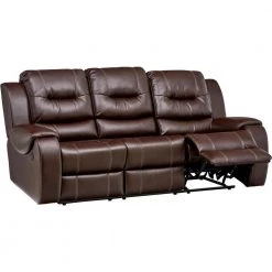 Rialto 2-Piece Faux-Leather Brown Double Reclining Loveseat and Sofa Set, HUM001SET2-BR by Hanover -BENCH Online Store brown hanover living room sets hum001set2 br 76 1000