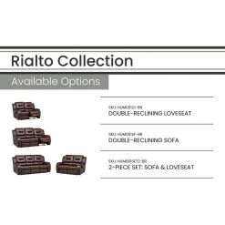 Rialto Chocolate Brown Faux-Leather Double Reclining 2-Seater Loveseat by Hanover -BENCH Online Store brown hanover loveseats hum001ls br 1f 1000