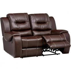 Rialto Chocolate Brown Faux-Leather Double Reclining 2-Seater Loveseat by Hanover -BENCH Online Store brown hanover loveseats hum001ls br 76 1000