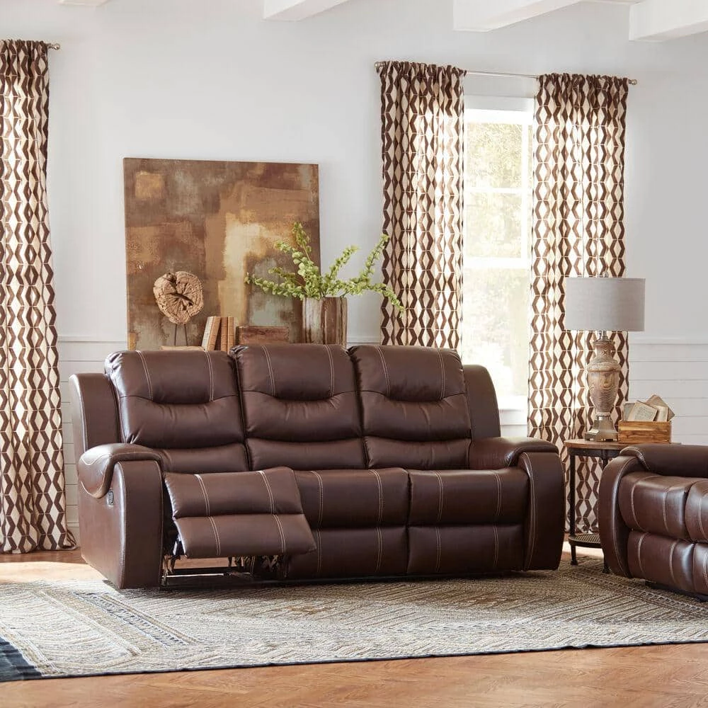 Rialto Faux-Leather Brown Double Reclining 3-Seater Sofa by Hanover 13 Rialto Faux-Leather Brown Double Reclining 3-Seater Sofa by Hanover - Image 11
