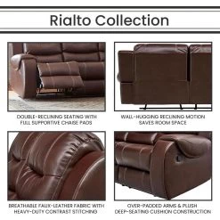 Rialto Faux-Leather Brown Double Reclining 3-Seater Sofa by Hanover 23 Rialto Faux-Leather Brown Double Reclining 3-Seater Sofa by Hanover -BENCH Online Store brown hanover sofas couches hum001sf br 4f 1000