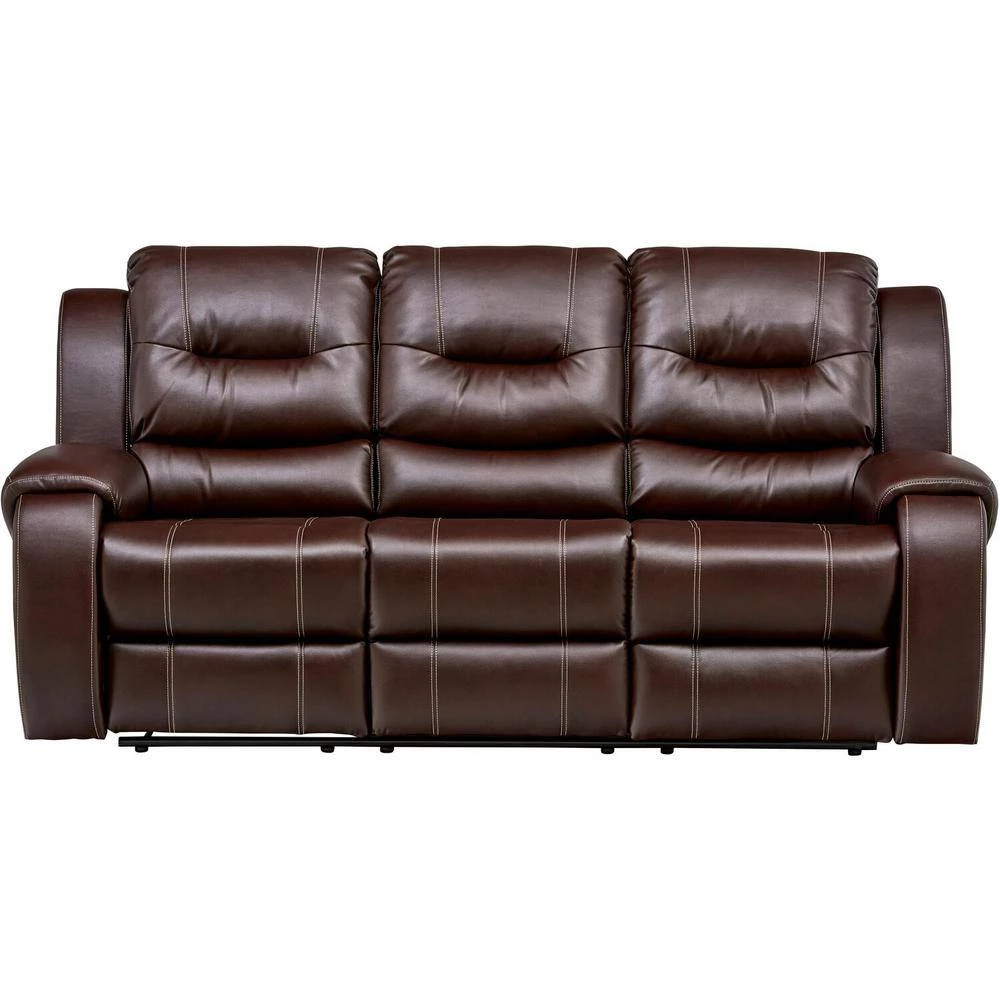Rialto Faux-Leather Brown Double Reclining 3-Seater Sofa by Hanover 8 Rialto Faux-Leather Brown Double Reclining 3-Seater Sofa by Hanover - Image 6