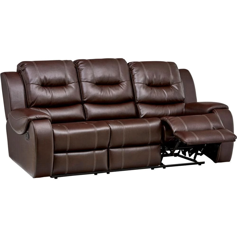 Rialto Faux-Leather Brown Double Reclining 3-Seater Sofa by Hanover 15 Rialto Faux-Leather Brown Double Reclining 3-Seater Sofa by Hanover - Image 13