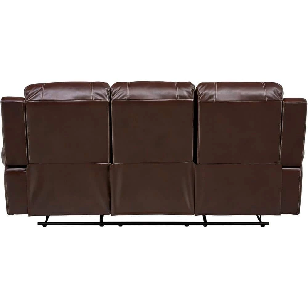 Rialto Faux-Leather Brown Double Reclining 3-Seater Sofa by Hanover 9 Rialto Faux-Leather Brown Double Reclining 3-Seater Sofa by Hanover - Image 7