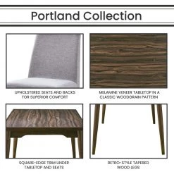 Portland 7-Piece Gray/Brown Dining Set with Rectangle Table and 6-Upholstered Side Chairs by Hanover -BENCH Online Store brown natural hanover dining room sets hdr008 7pc dr 4f 1000