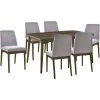 Portland 7-Piece Gray/Brown Dining Set with Rectangle Table and 6-Upholstered Side Chairs by Hanover