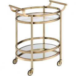 Convenient Kitchen Cart,Brushed Bronze and Clear Glass by Whatseaso