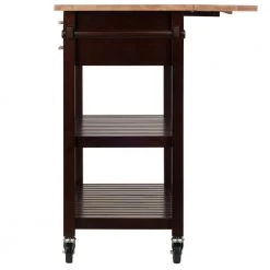 Langdon Cappuccino Kitchen Cart with Natural Wood Top by Winsome Wood -BENCH Online Store cappuccino with natural wood top winsome wood kitchen carts 40826 76 1000