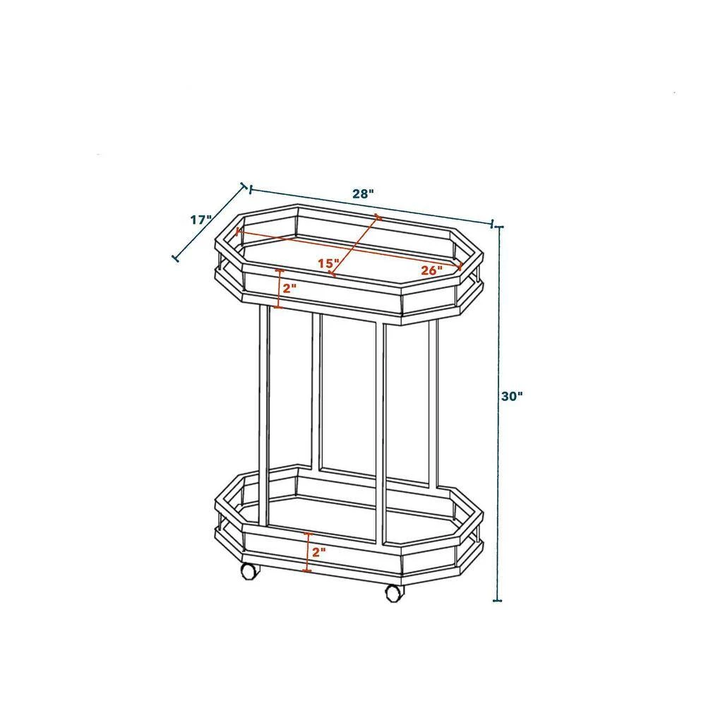 Gloss Kitchen Serving Cart, Champagne & Mirror by Whatseaso 7 Gloss Kitchen Serving Cart, Champagne & Mirror by Whatseaso - Image 5