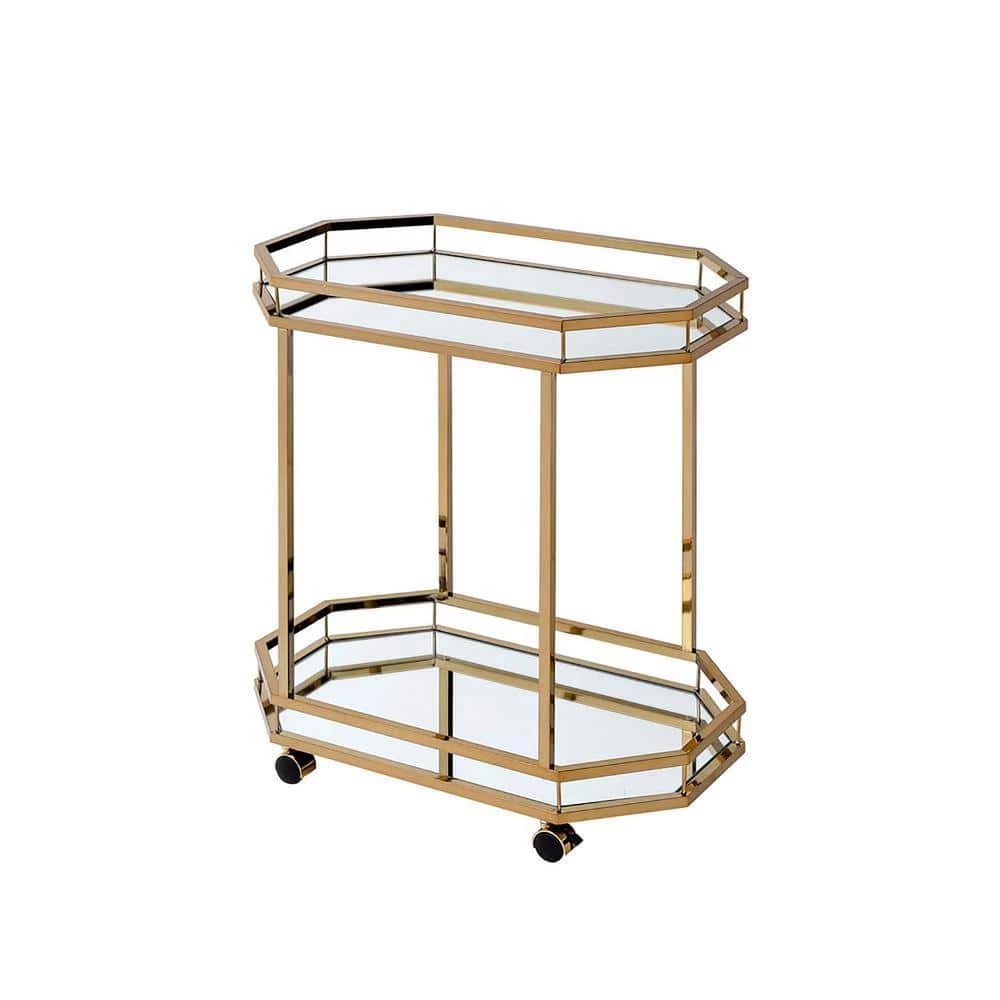 Gloss Kitchen Serving Cart, Champagne & Mirror by Whatseaso 3 Gloss Kitchen Serving Cart, Champagne & Mirror by Whatseaso