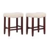 Jameson 24 in. Cherry Backless Wood Counter Stool with Beige Linen Seat (Set of 2) by WESTIN OUTDOOR