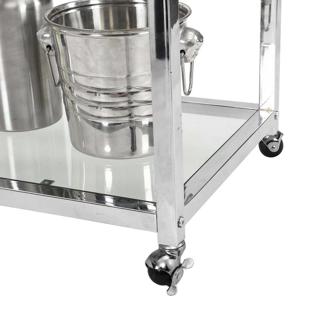 Contemporary Chrome Bar Serving Cart With Wheels by Whatseaso 12 Contemporary Chrome Bar Serving Cart With Wheels by Whatseaso - Image 10