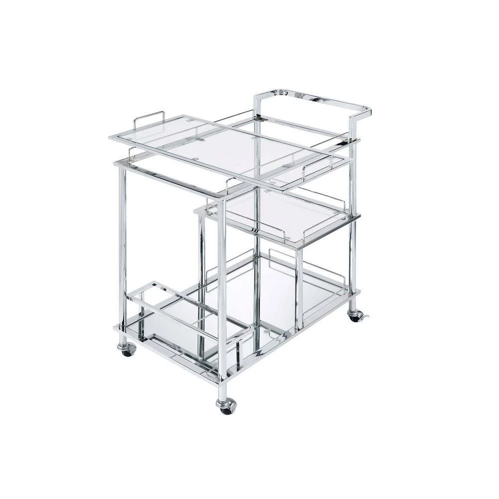 Serving Cart, Clear Glass & Chrome Finish by Whatseaso 6 Serving Cart, Clear Glass & Chrome Finish by Whatseaso - Image 4