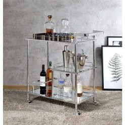 Serving Cart, Clear Glass & Chrome Finish by Whatseaso 8 Serving Cart, Clear Glass & Chrome Finish by Whatseaso -BENCH Online Store clear chrome whatseaso kitchen carts l k110499023 4f 1000