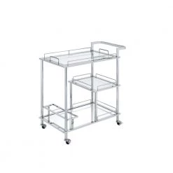 Serving Cart, Clear Glass & Chrome Finish by Whatseaso