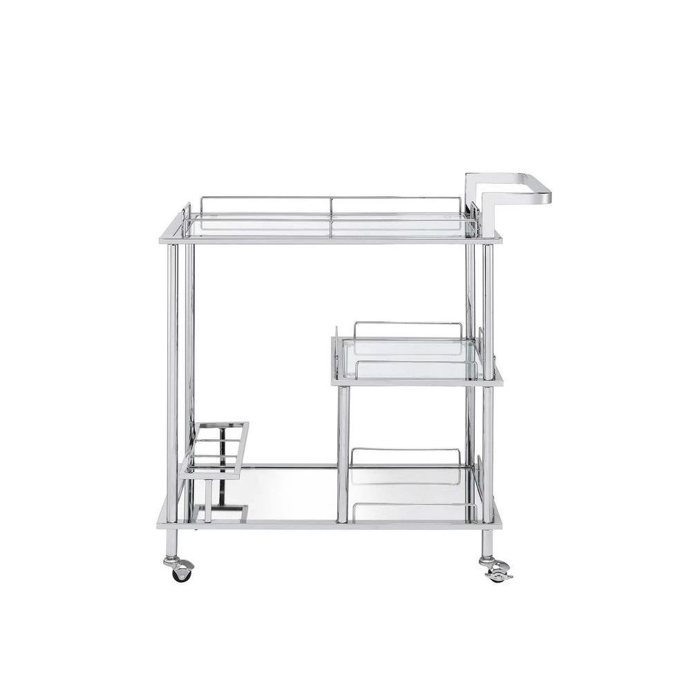 Serving Cart, Clear Glass & Chrome Finish by Whatseaso 4 Serving Cart, Clear Glass & Chrome Finish by Whatseaso - Image 2