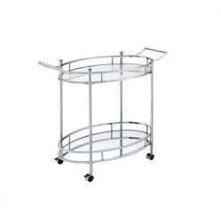 Kitchen Cart In Clear Glass & Chrome by Whatseaso