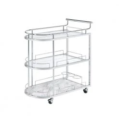 Clear Glass and Chrome Finish Kitchen Cart by Whatseaso