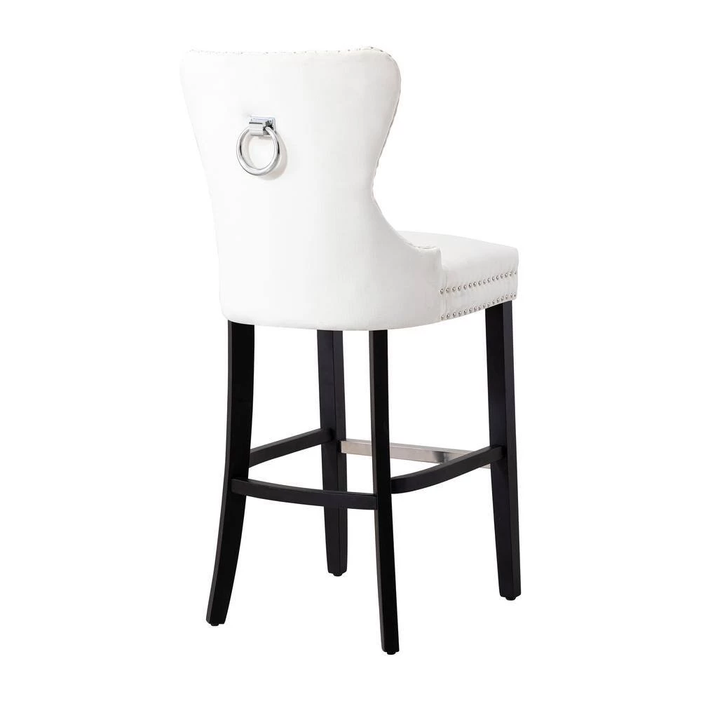 Harper 45.25 in. High Back Cream Tufted Velvet Nail Head Bar Stool by WESTIN OUTDOOR 9 Harper 45.25 in. High Back Cream Tufted Velvet Nail Head Bar Stool by WESTIN OUTDOOR - Image 7