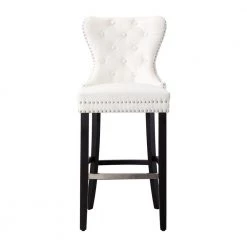 Harper 45.25 in. High Back Cream Tufted Velvet Nail Head Bar Stool by WESTIN OUTDOOR