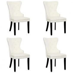 Brooklyn Cream Tufted Velvet Dining Side Chair (Set of 4) by WESTIN OUTDOOR