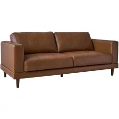 Austin 84 in. Dark Tan Modern Leather 3-Seater Sofa by Hanover -BENCH Online Store dark tan hanover sofas couches hup003sf tn 1f 1000