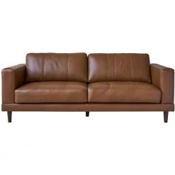 Austin 84 in. Dark Tan Modern Leather 3-Seater Sofa by Hanover