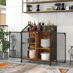 Kitchen Cart In Distressed Brown Color with Universal Wheels by Whatseaso -BENCH Online Store distressed brown whatseaso kitchen carts l k110498835 66 1000