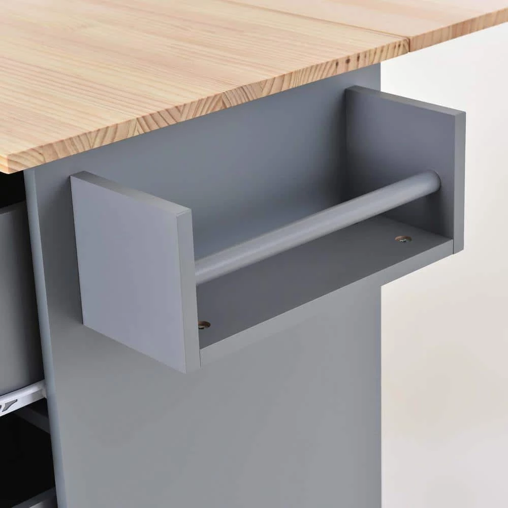 Dusty Blue Kitchen Island with Solid Wood Top and Locking Wheels by Whatseaso 6 Dusty Blue Kitchen Island with Solid Wood Top and Locking Wheels by Whatseaso - Image 4